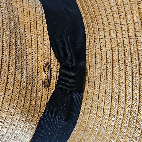 C.C Exclusive Fashionable Sunhat paper straw Good Vibes black embroidery design - Picture 8 of 17